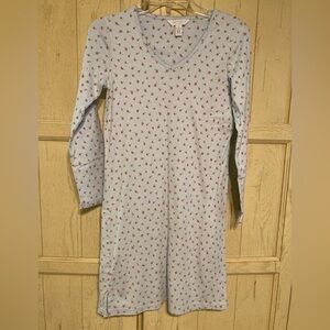Charter Club LS Blue Rose Print Nightgown XS - NEW